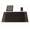 Castlerock Gray Italian Patent Leather 3 Pieces Desk Set